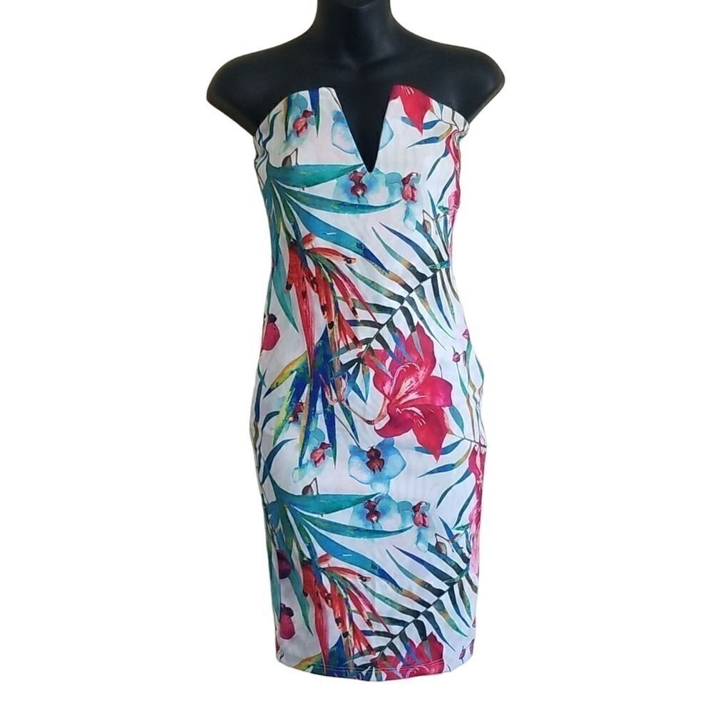 Boohoo Strapless Floral Mini Dress Sz 4
